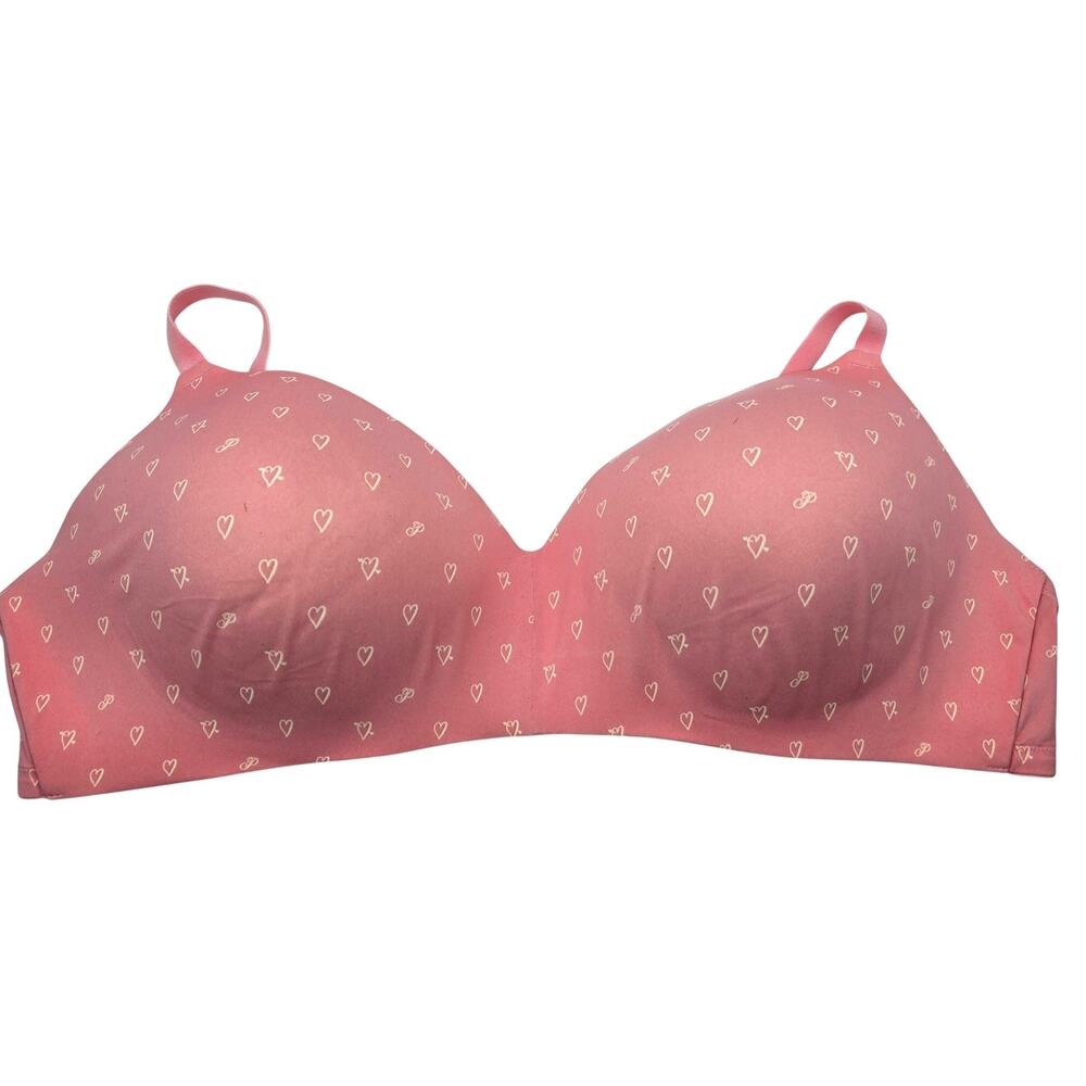 Victoria's Secret Pink Bra 40DDD Pink Heart T-Shirt Seamless Lined